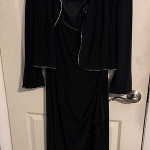 Alex Evenings Black Dress with Rhinestone Accents